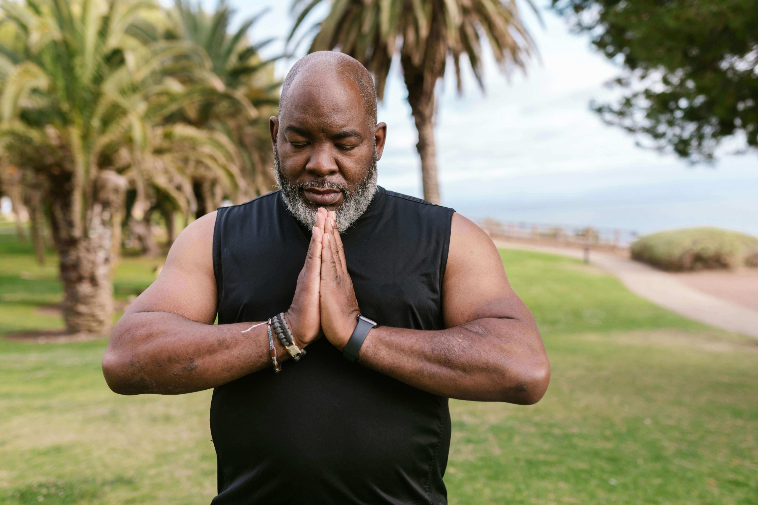 Middle-aged man practicing mindfulness and meditation as part of holistic mental health care in Tempe, AZ.
